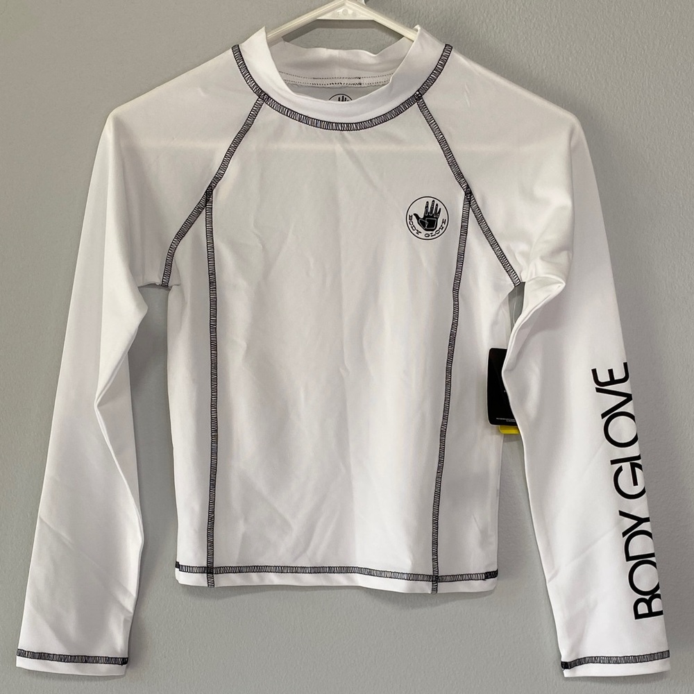 Body Glove White and Black Long Sleeve Rash Guard Size 10